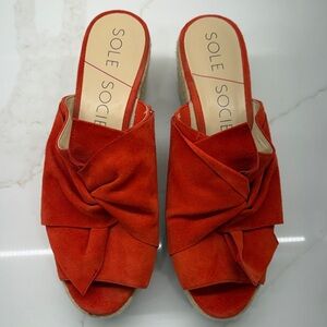 Sole Society Women's Red Suede Sandals